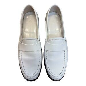 Manolo Blahnik White Leather Penny Loafers Italy  EU-41 US-11 Tirandanu Calf